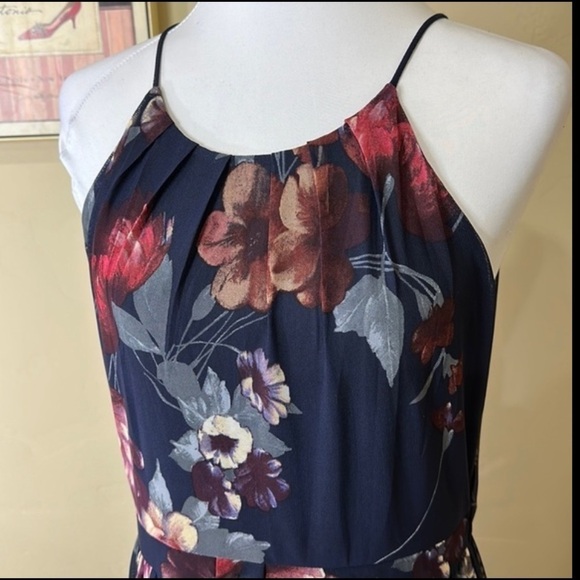 Alexa B evening dress blue floral sleeveless sheer mesh lined Womens Sz 12 - Picture 6 of 14